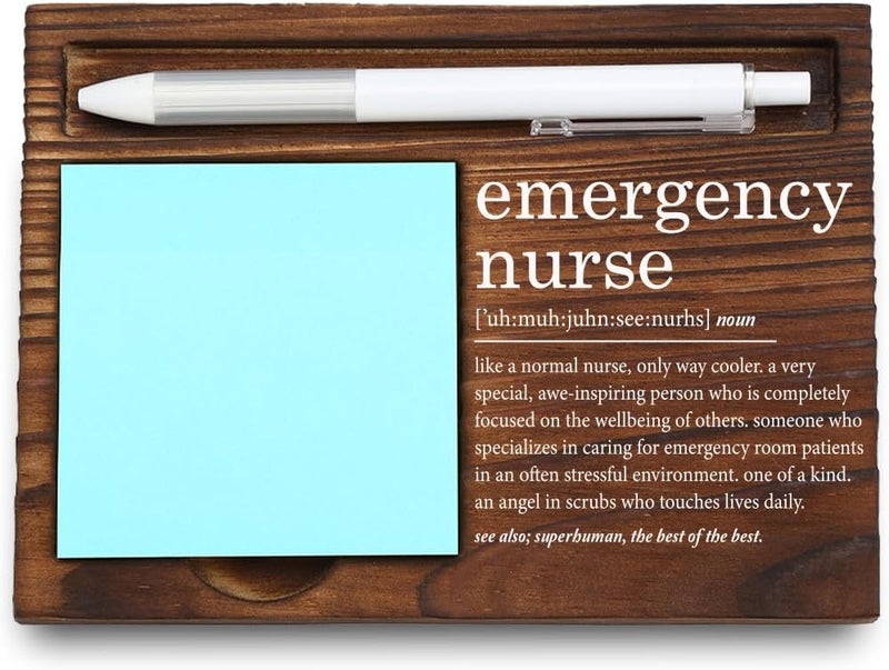 VYNWPDFLI Emergency Nurse Gift, ER Nurse Appreciation Desk Decor, Motivational Office Organizer, Wooden Sticky Note Holder,LQQ67 - Image 1